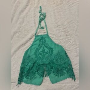 Green Lace Halter Top